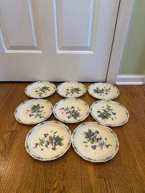 Set of 8 Noritake Gala Cuisine Conservatory Rimmed Salad Plates 8.25" Pansy 7915